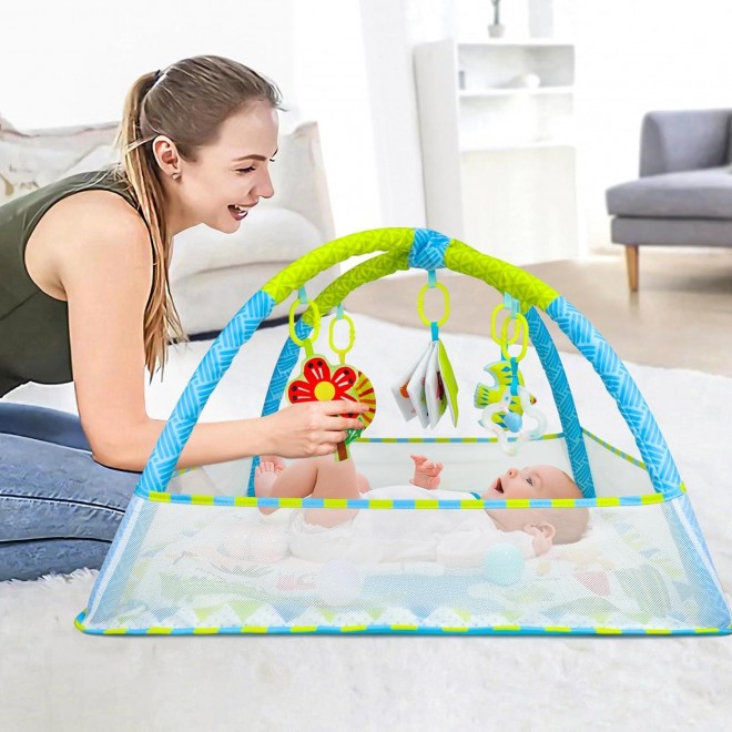 Dr.Rapeti Baby Play Gym Mat with Ball Pit Activity Gym Center Tummy Time Mat Thickened 