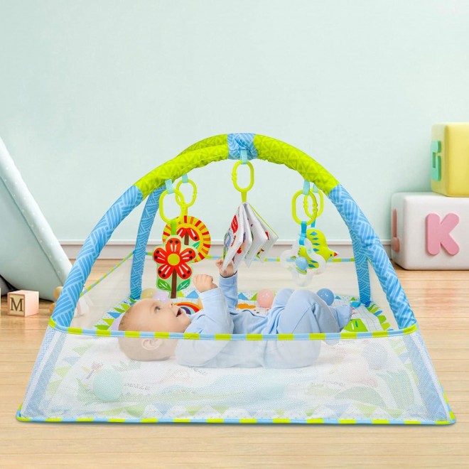 Dr.Rapeti Baby Play Gym Mat with Ball Pit Activity Gym Center Tummy Time Mat Thickened 