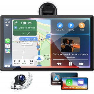 LAMTTO Wireless Apple Carplay with 1080P Reverse Camera, Portable Touch