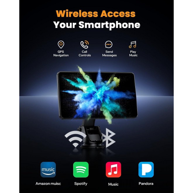 LAMTTO Wireless Apple Carplay with 1080P Reverse Camera, Portable Touch