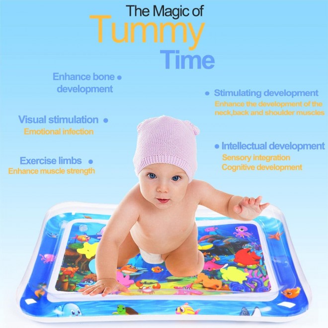 Tummy Time Water Mat Inflatable Baby Water Play Mat For 3-9 Months Newborn  Early Activity Center