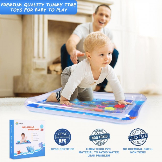 Tummy Time Water Mat Inflatable Baby Water Play Mat For 3-9 Months Newborn  Early Activity Center