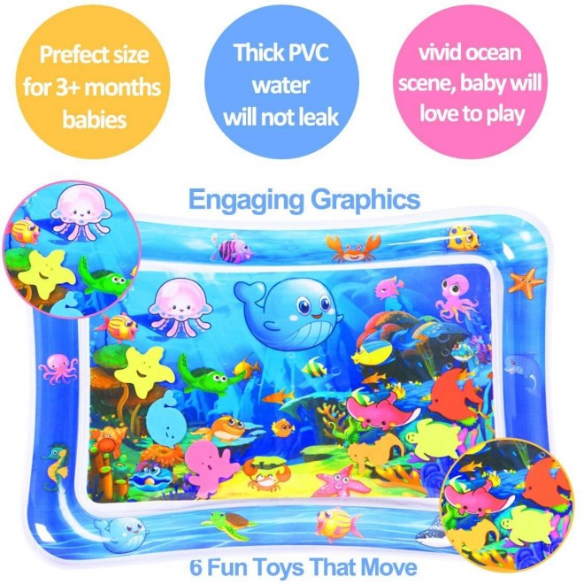 Tummy Time Water Mat Inflatable Baby Water Play Mat For 3-9 Months Newborn  Early Activity Center