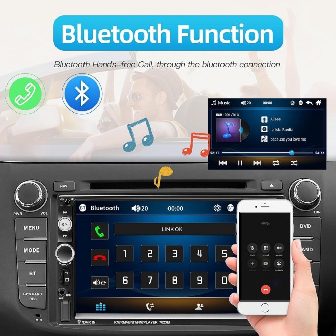 Double Din Car Stereo with Bluetooth and Backup Camera 7 inch HD 