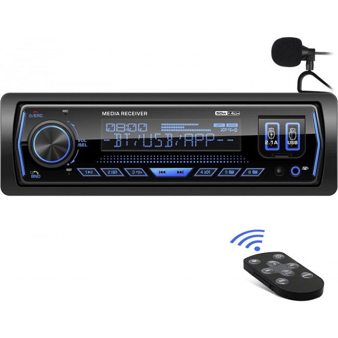 Car Stereo Bluetooth Car Radio - Single Din AM FM Digital Media Receiver - LCD Display 