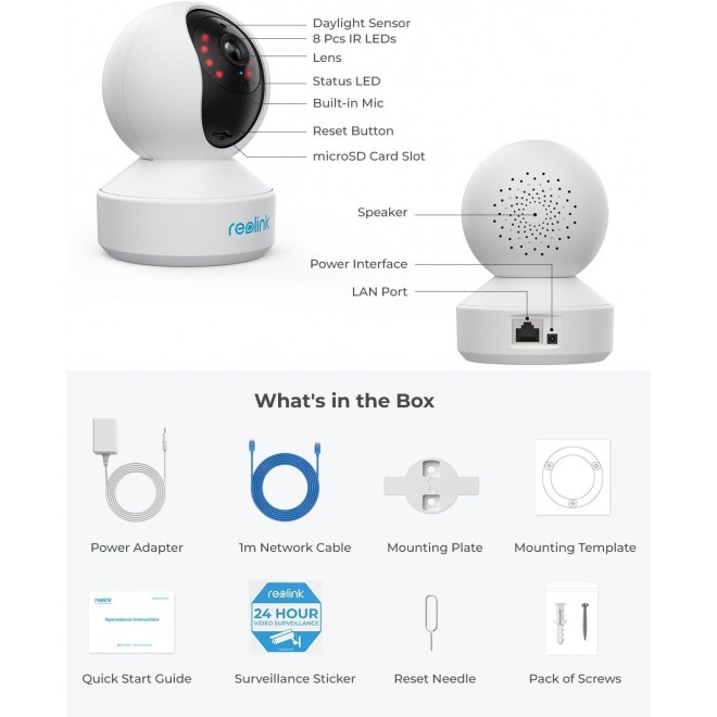 REOLINK 4MP Indoor Security Camera, E1 Pro Plug-in Pet Camera Support 2.4/5 GHz WiFi