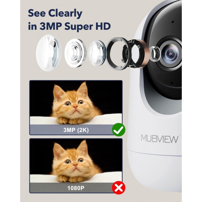 Indoor Security Camera 2K, Pet Camera With Phone App, WiFi Cameras For Home Security Camera