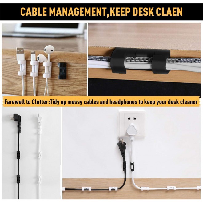 Cable Clips with Strong Self-Adhesive, XIAOXI Cable Management TV PC Wire Holder