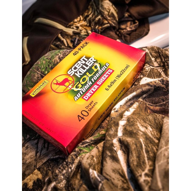 Wildlife Research Scent Killer Gold Autumn Formula Dryer Sheets for Hunting