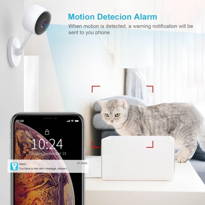 Indoor Camera, Cameras For Home Security With Night Vision, Pet Camera With Phone App