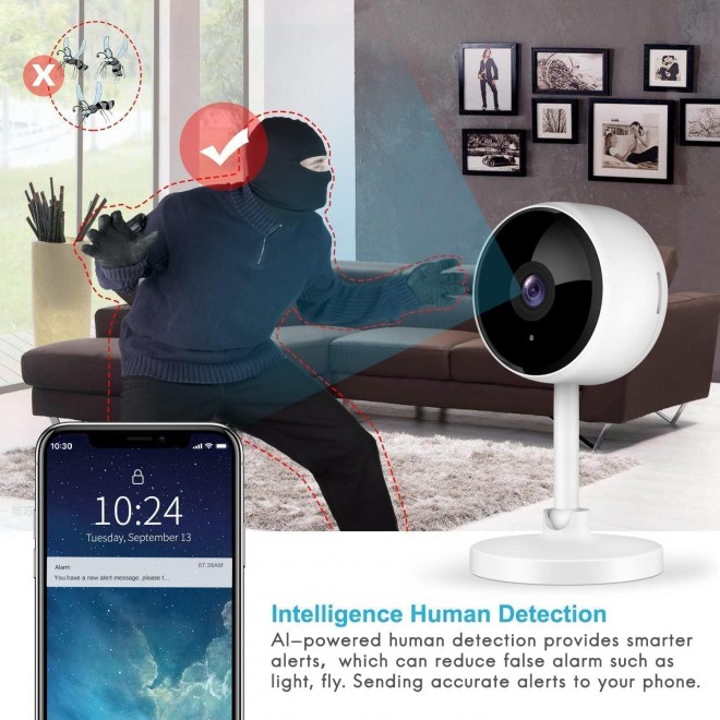 Indoor Camera, Cameras For Home Security With Night Vision, Pet Camera With Phone App