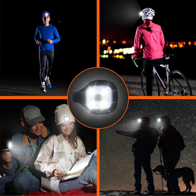 Headlamp 2 Pieces USB Rechargeable Headlight Adjustable Headband Flashlight