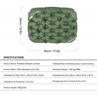 ETROL Inflatable Seat Cushion,Portable Lightweight ，Moisture and Water Resistant Camping Chair Mat