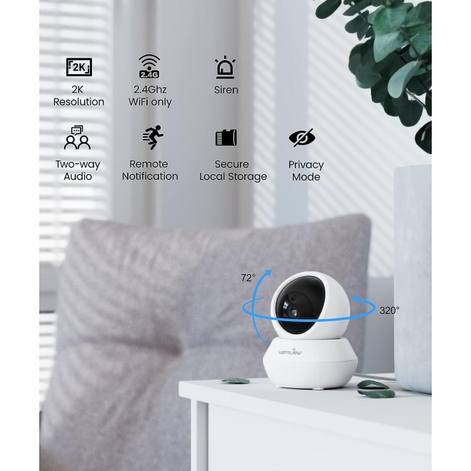 Wansview Security Camera Indoor Wireless For Pet 2K Cameras For Home Security With Motion Detection