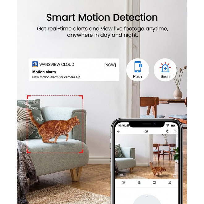 Wansview Security Camera Indoor Wireless For Pet 2K Cameras For Home Security With Motion Detection