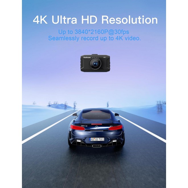 4K Dash Cam Front Built-in WiFi, WANLIPO Dash Camera for Cars with 3 IPS Screen
