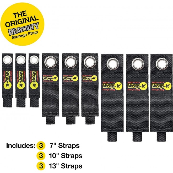 Heavy-Duty Wrap-It Storage Straps - Assorted 9-Pack