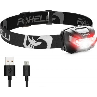 Foxelli Rechargeable Headlamp Flashlight - Super Bright LED Head Lamp