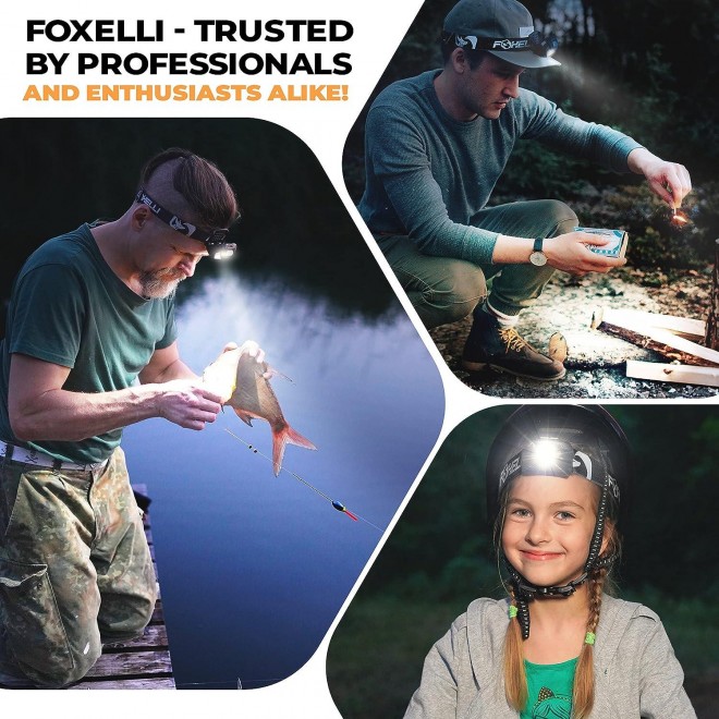 Foxelli Rechargeable Headlamp Flashlight - Super Bright LED Head Lamp