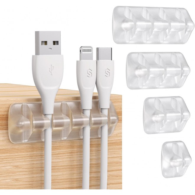 Syncwire Clear Cable Clips - Cord Holders - Self Adhesive Cable Management Organizer