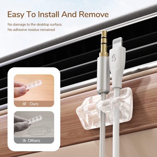 Syncwire Clear Cable Clips - Cord Holders - Self Adhesive Cable Management Organizer