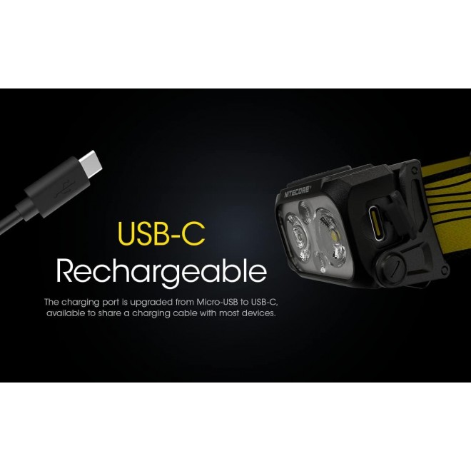 Nitecore NU25 400 USB-C Rechargeable Headlamp, Lightweight, Dual Beam