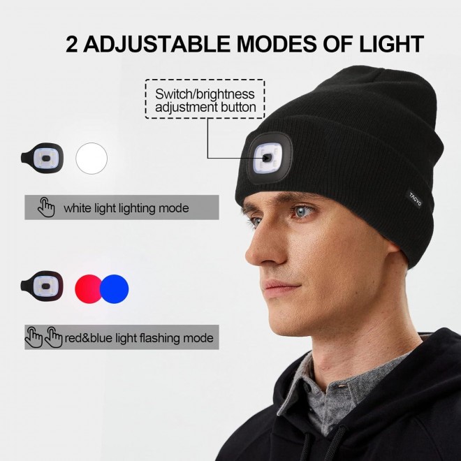 TAGVO Unisex Beanie with The Light, USB Rechargeable LED Caps