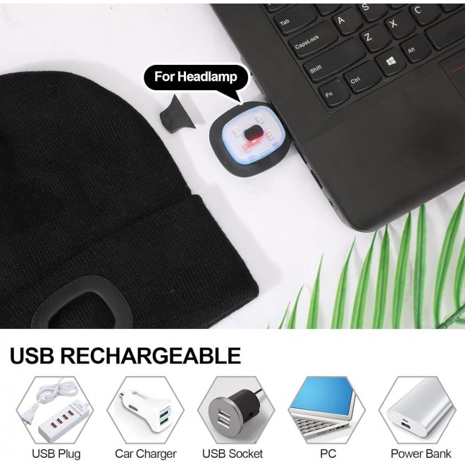 TAGVO Unisex Beanie with The Light, USB Rechargeable LED Caps