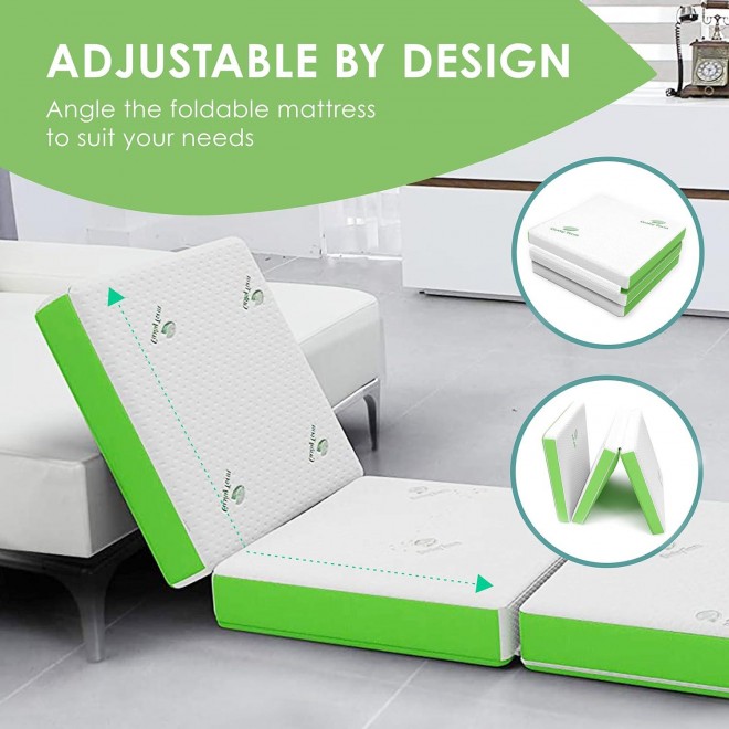 Cushy Form Floor Mattress - Foldable 4 Inch Foam Camping Bed -  Fold Up Pad