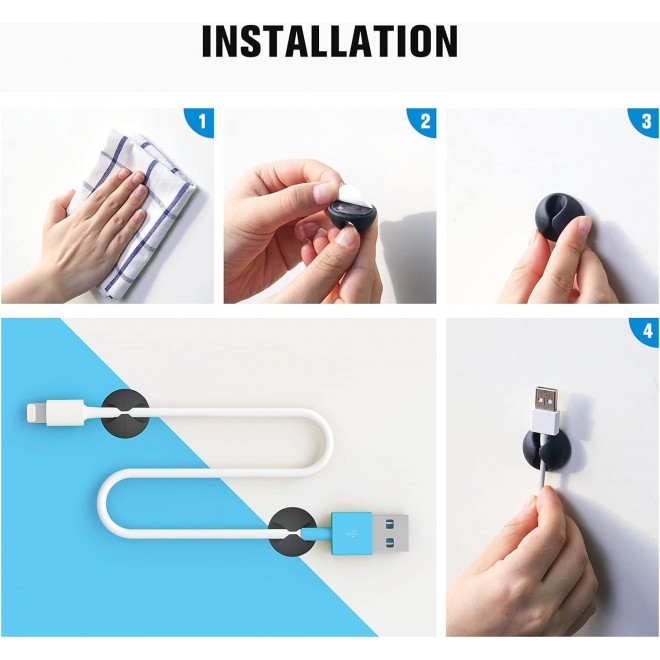 Znben  Adhesive Cord Management Charger Wire Holder Clips for Desk