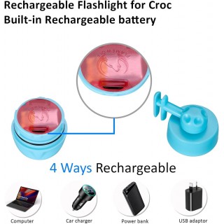 RAHAN Rechargeable Croc Lights for Shoes,2 PCS Croc Headlights