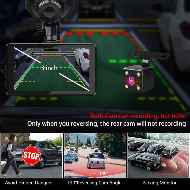 Dash Cam Front and Rear, Dash Camera for Cars with 32G SD Card Super Night Vision