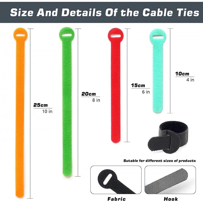 Cable Ties 100PCS，Multi-Purpose Adjustable Cord Organizer