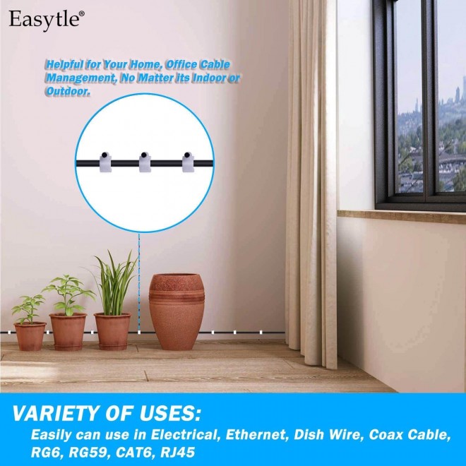 Cable Wire Clips Speaker Wire Cord Tie Holder Single Coaxial Nail Clamps