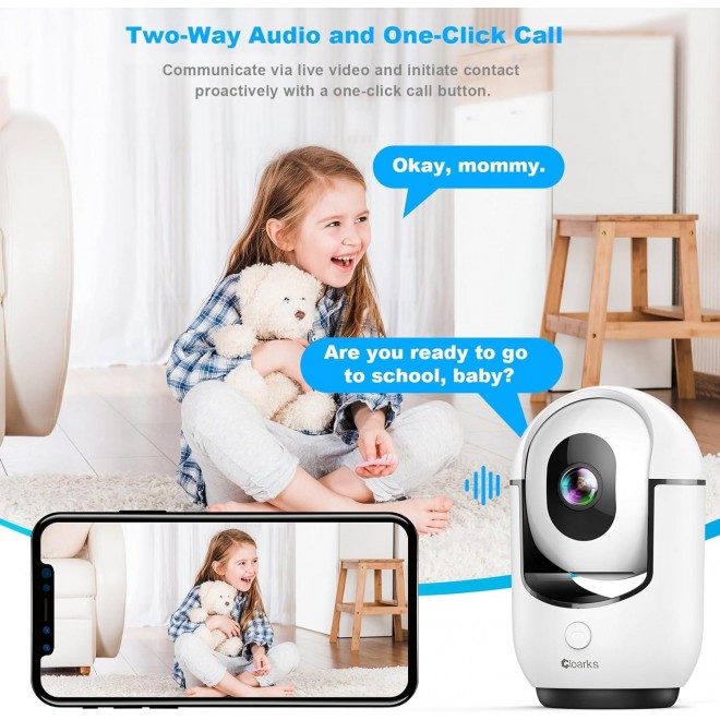 2K Pan/Tilt Security Camera, WiFi Indoor Camera , with AI Motion Detection