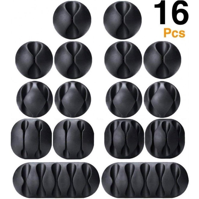 Cable Management Cable Clips, OHill 16 Pack Black Adhesive Cord Holders