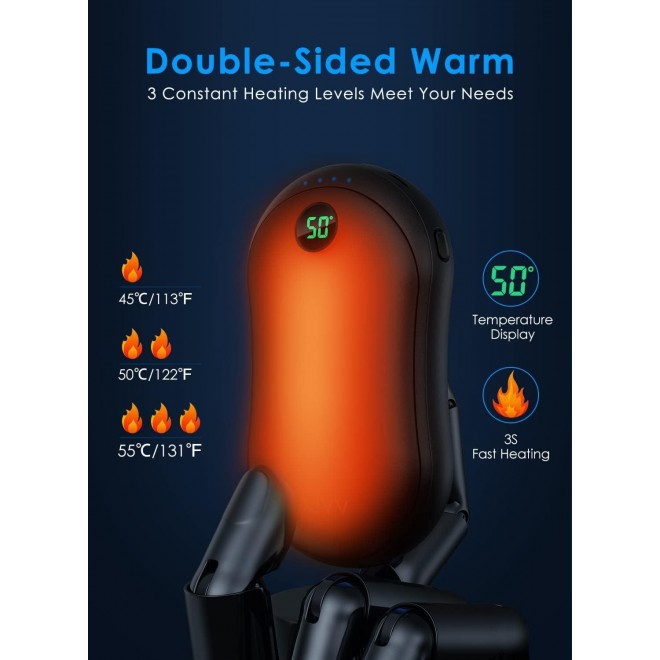 Hand Warmers Rechargeable, 10000mAh Electric Hand Warmer Power Bank