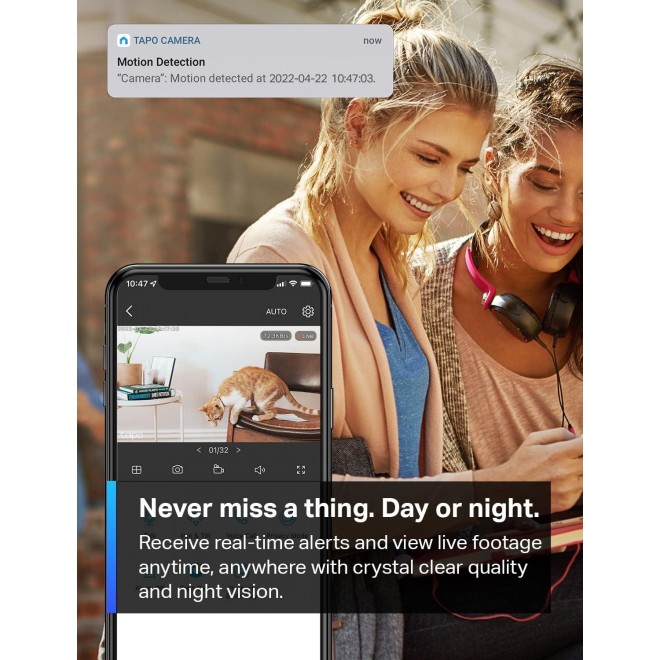 TP-Link Tapo 1080P Indoor Security Camera For Baby Monitor, Dog Camera W/ Motion Detection