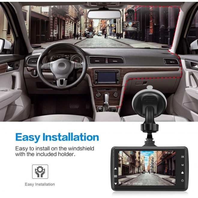 Dash Cam Front with 32G SD Card, BOOGIIO 1080P FHD Car Driving Recorder 3'' IPS Screen