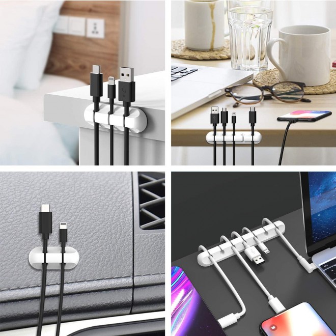 INCHOR White Cable Clips, Cord Organizer Cable Management, USB Cable Holder Wire/ Cord Clips