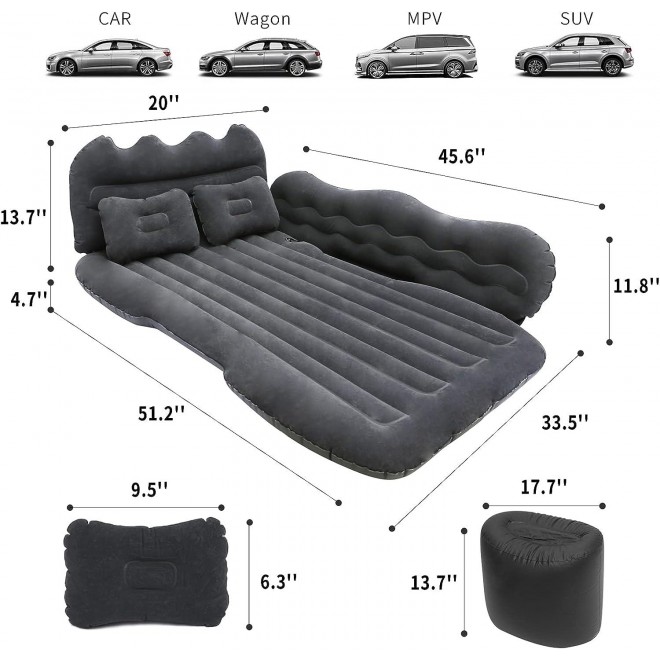 Lammyner Inflatable Bed for SUV Travel Bed Truck Air Mattress Car Sleeping for Camping