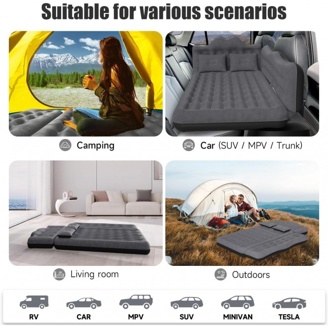 DikaSun Car Air Mattress, Inflatable SUV Truck Air Mattress Back Seat Camping Bed