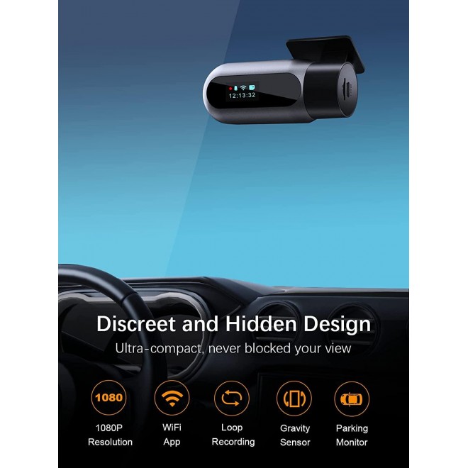 Dash Cam WiFi FHD 1080P Car Camera, Front Dash Camera for Cars, Mini Dashcams for Cars