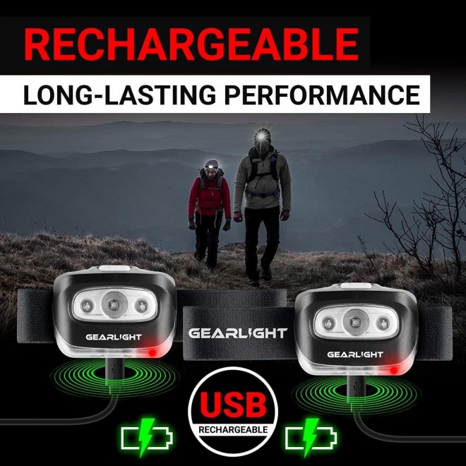 GearLight USB Rechargeable Headlamp Flashlight