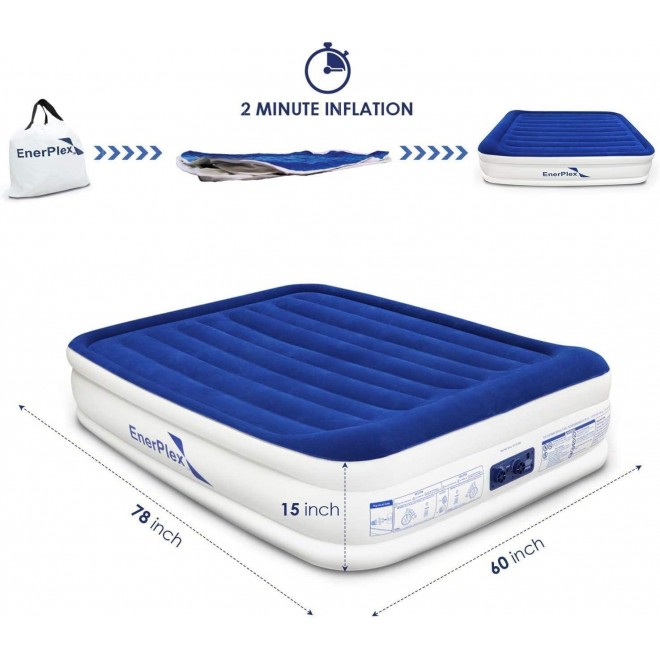 EnerPlex Twin Air Mattress With Built In Pump - Self-Inflating Blow Up Mattress With Neck Support