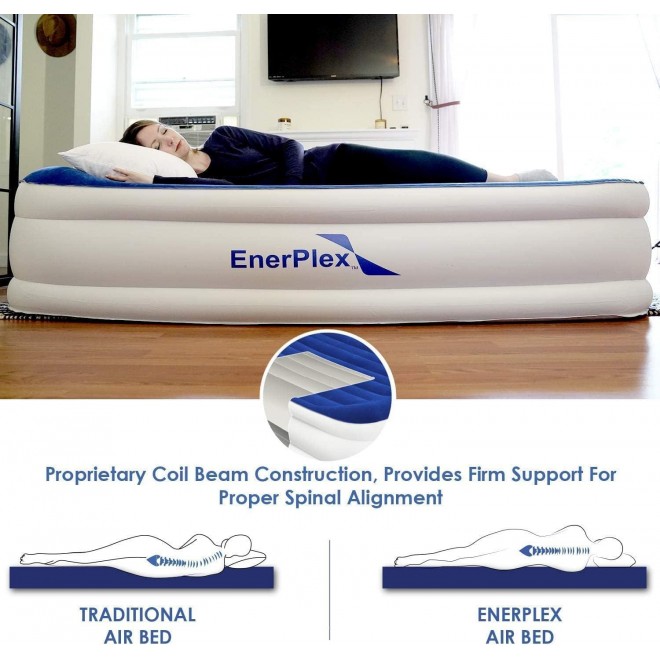 EnerPlex Twin Air Mattress With Built In Pump - Self-Inflating Blow Up Mattress With Neck Support