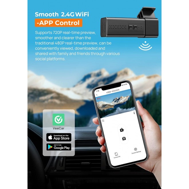 Dash Cam WiFi 2.5K 1440P Front Dash Camera for Cars, E-YEEGER Car Camera Mini Dashcams with App