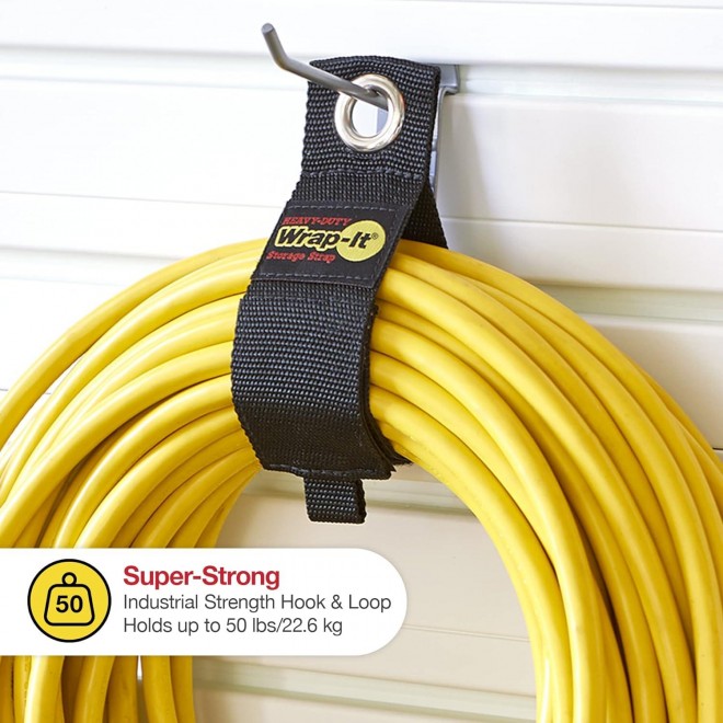 Heavy-Duty Wrap-It Storage Straps  - Hook and Loop Hanging Extension Cord Organizer