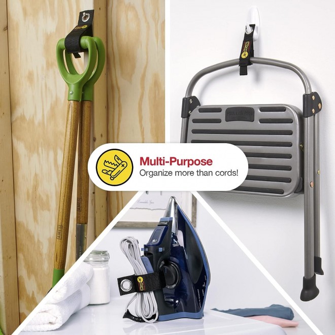 Heavy-Duty Wrap-It Storage Straps  - Hook and Loop Hanging Extension Cord Organizer