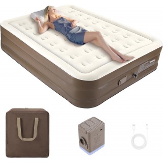 EMUQUD New Upgrade Cordless Queen Size Air Mattress with Built in Lithium Battery Pump 